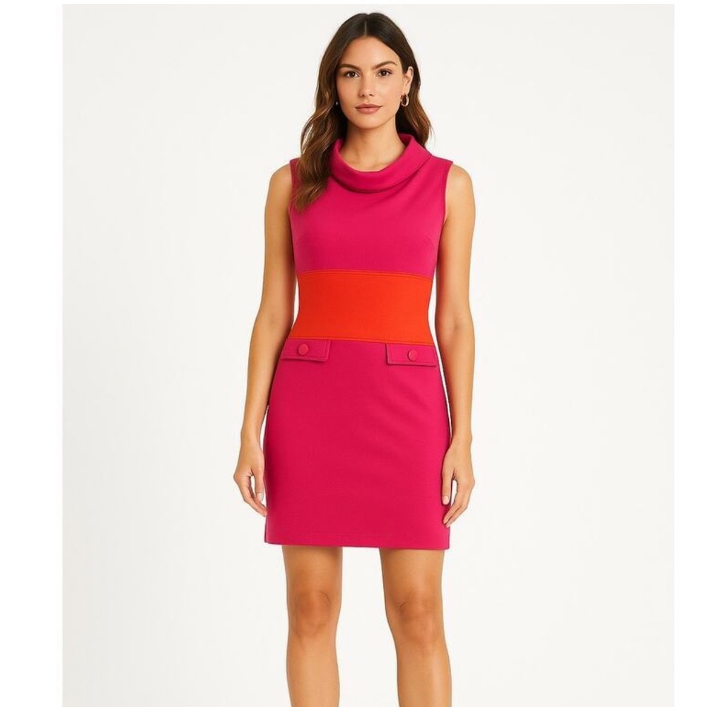 Just Taylor Vintage Pink and Orange Mini Sleeveless Dress